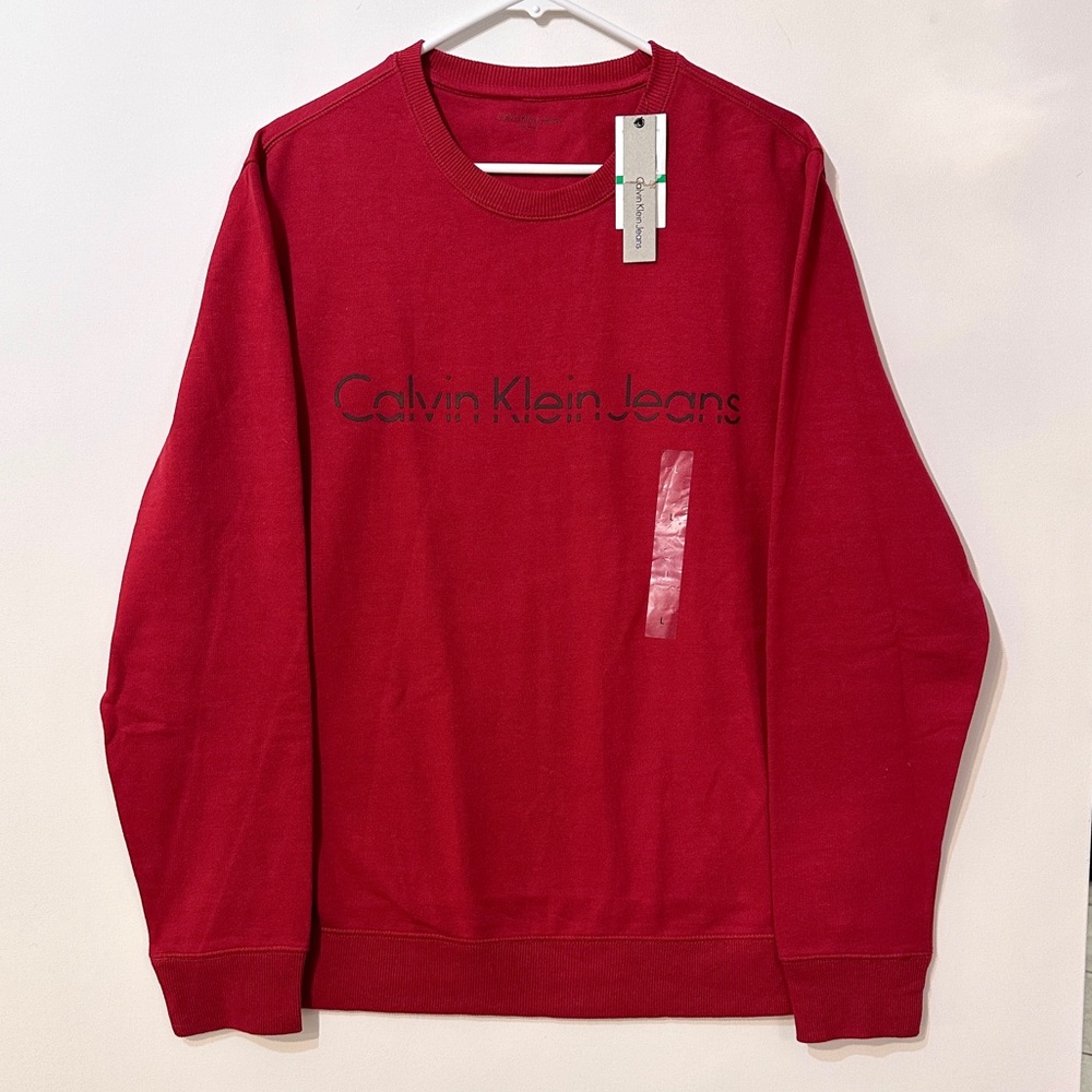 🦖CALVIN KLEIN JEANS MEN’S CREWNECK SIZE-L  REAL RED